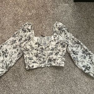 Express Floral Cropped Blouse